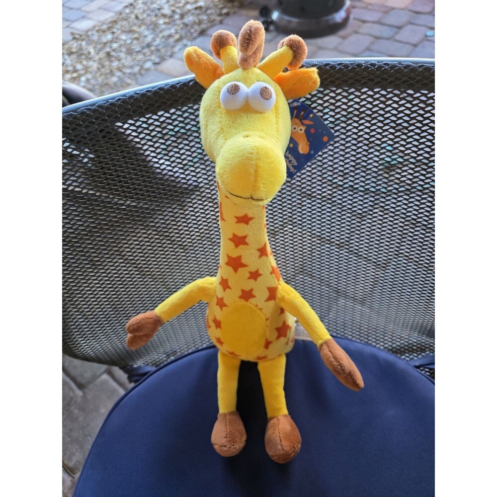 NWT Toys R Us Geoffrey  Giraffe Plush 17” Bright Yellow  Orange Stars 2015   NEW